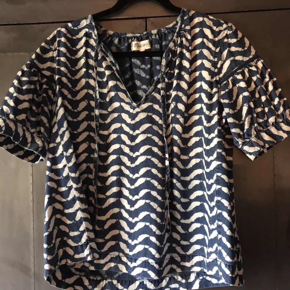 Madewell Blue Denim Patterned blouse